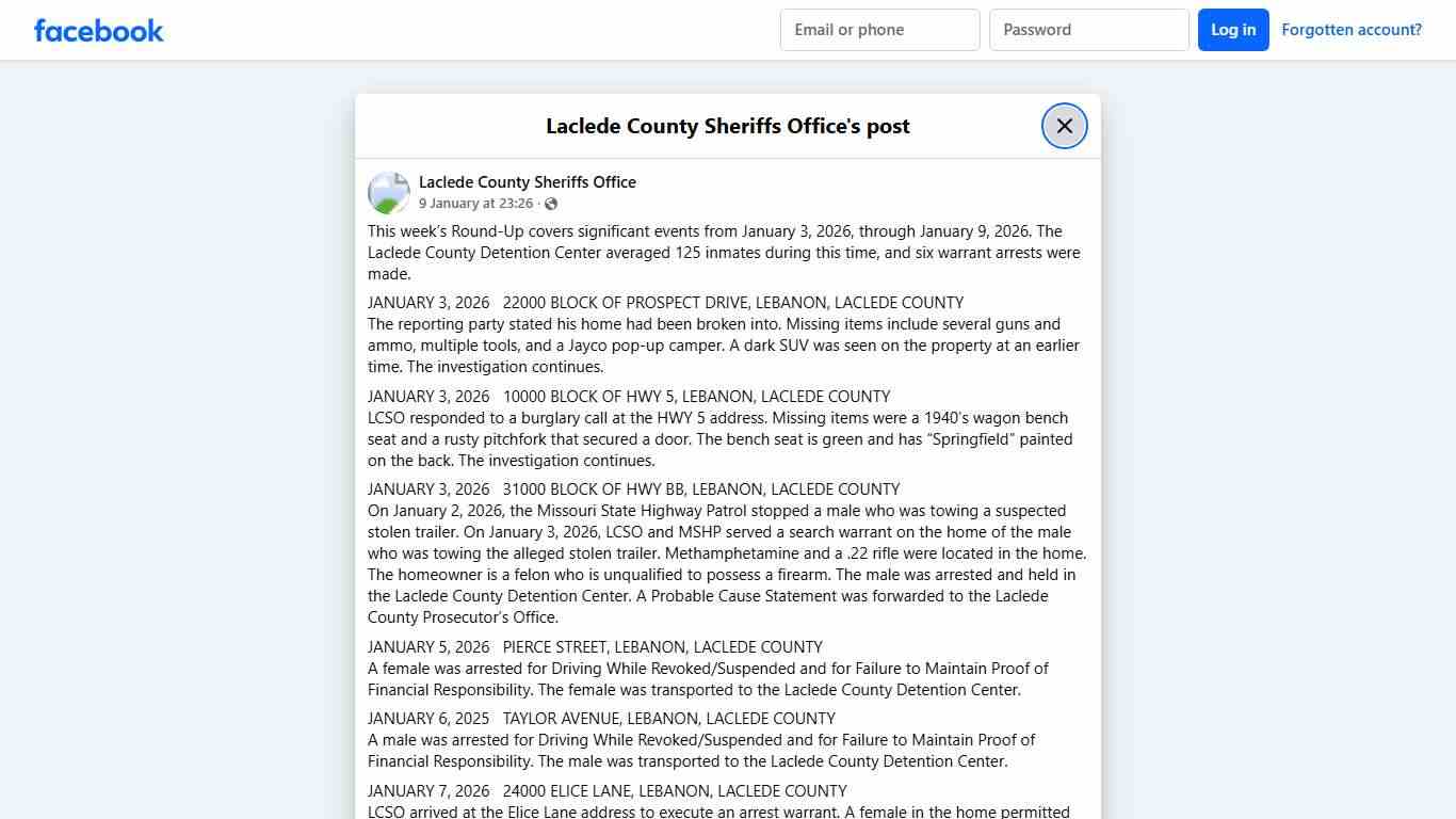 This week’s Round-Up... - Laclede County Sheriffs Office Facebook